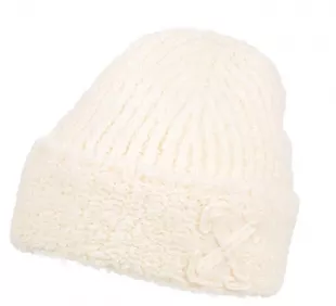 Cream Fuzzy Arrows Logo Beanie