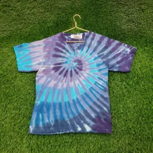90s Spiral Tie-Dye Shirt in Purple Blue White