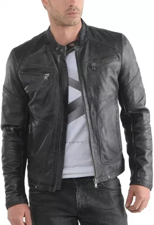 Laverapelle - Men's Genuine Lambskin Leather Jacket (Black, Racer ...