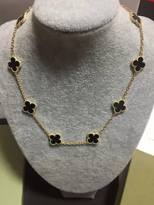 18Kt YG Vintage Alhambra 10-Motif Black Onyx Neckla