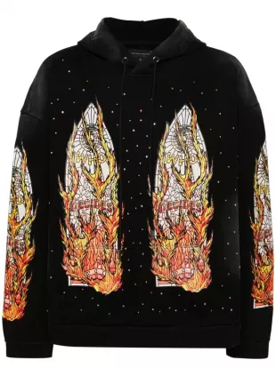 Who Decides War - Black Flame Stained Glass Window Hoodie