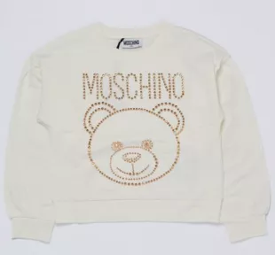 Girl's Stretch Cotton Sweatshirt With Studs White