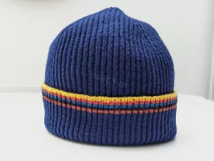 Grey Striped Trim Beanie