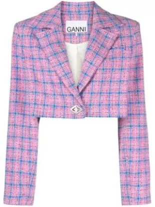 Checked Cropped Blazer
