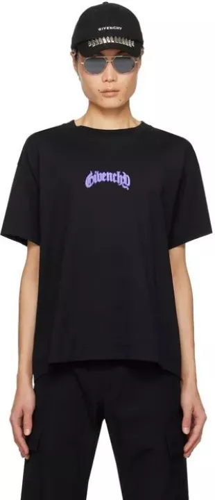 Black & Purple Reflective Logo T Shirt