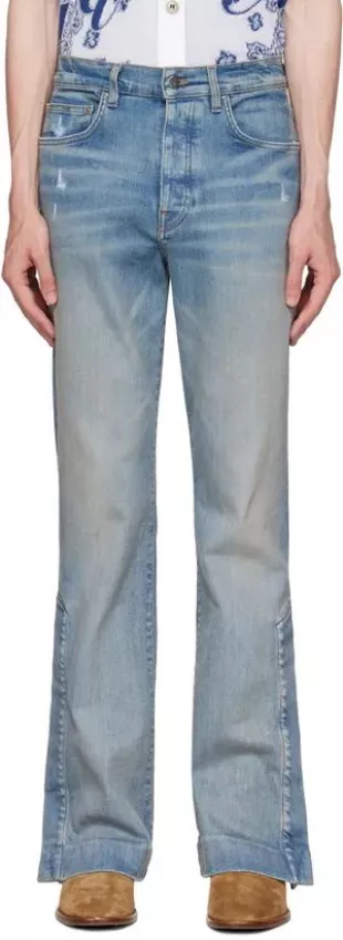 Amiri - Blue Stacked Flared Jeans