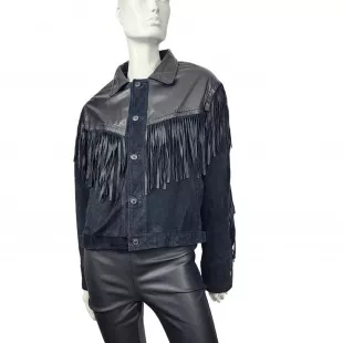 Leather and Suede Fringe Jacket Large