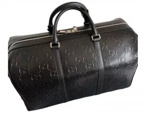 Black GG Leather Duffle Bag