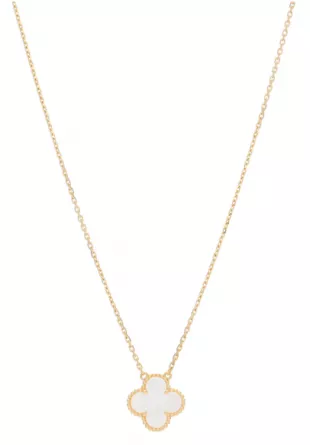 18K Yellow Gold Mother of Pearl Vintage Alhambra Pendant Necklace