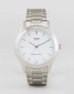 Casio   MTP1128A 7A   Montre bracelet en acier inoxydable   Argenté at asos.com