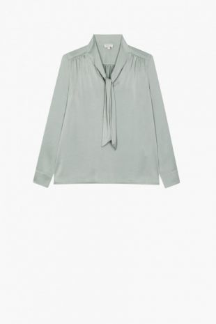 Chemise en satin aspect soie avec lavallière