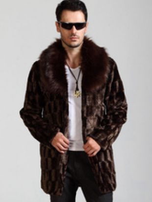 Manteau  masculin en fausse fourrure marron