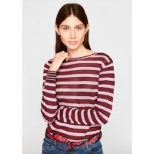 Maille rouge et rose à rayures lurex