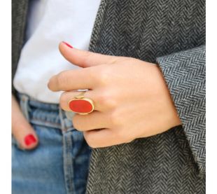 Bague pierre onyx et aventurine