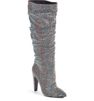 Crushing Embellished Knee-High Boots