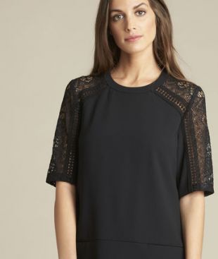 Robe noire bimatière dentelle