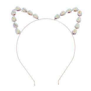Headband oreilles de chat en strass irisés