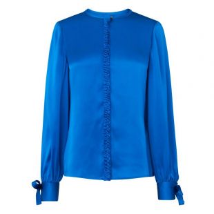 Blue Silk Long Sleeve Blouse