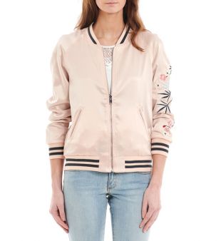 Bombers satiné réversible à broderies