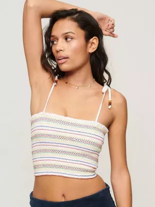 Embroidered Smocked Cami Top