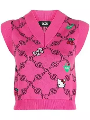 Graphic-print Jacquard Vest