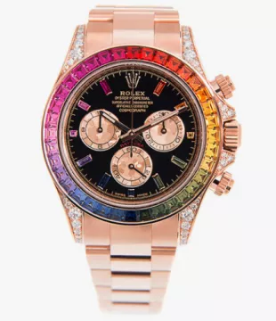 Rainbow Sapphire Daytona Chronograph Automatic Chronometer Diamond Black Dial Unisex Watch