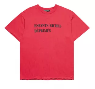 Red Distressed Classic Logo T Shirt