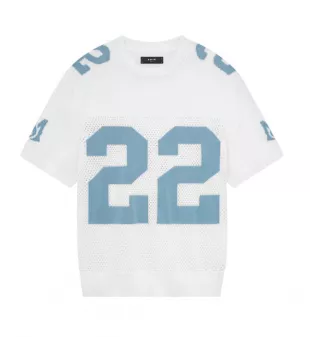 White & Light Blue 22 Knit T Shirt