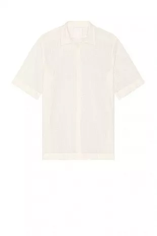 White 4G Lace Short Sleeve Shirt