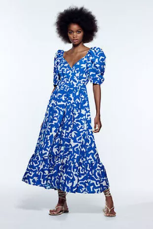 Printed Poplin Midi-dress