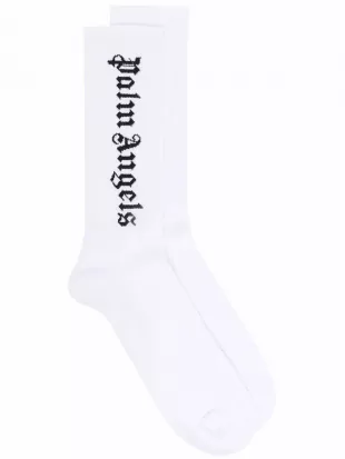 White & Black Vertical Logo Socks