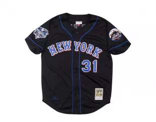 2000 New York Mets #31 Piazza Black Jersey