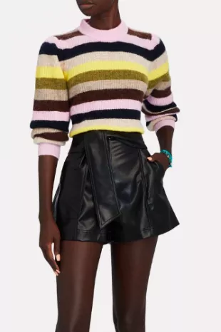 Striped Balloon Sleeve Sweater