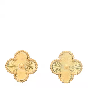 18K Yellow Gold Guilloche Vintage Alhambra Earrings