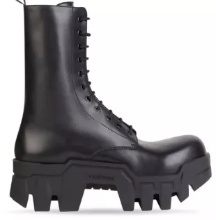 Black Lace-Up Bulldozer Boots