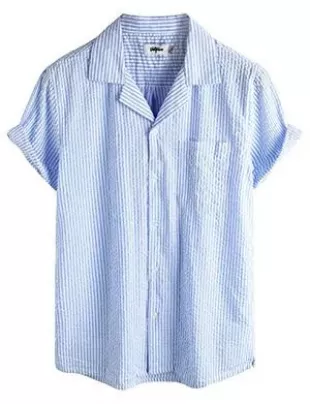 Blue Striped Summer Shirt - Short Sleeves