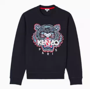 Tiger Classic Tiger Embroidered Long Sleeve Sweatshirt Unisex Black