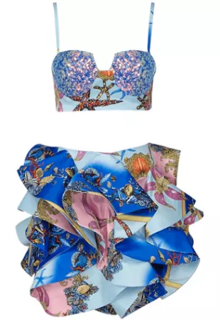 Bailar Crop Top Mini Skirt Set