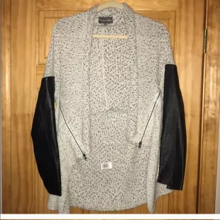 Michael Stars Leather Sleeve Cardigan