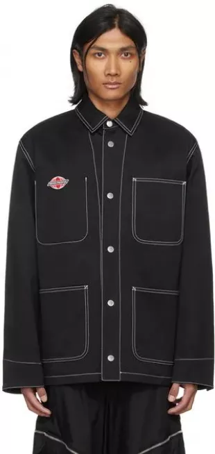 Contrast-stitch Detail Shirt Jacket In Black