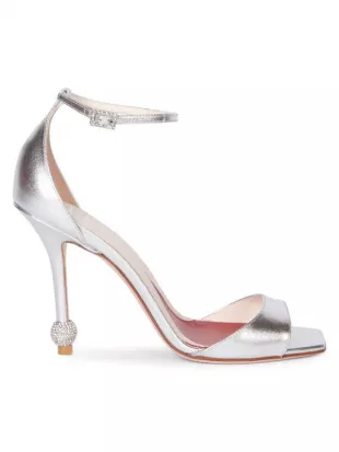 I Love Vivier Embellished-Heel Metallic Leather Sandals