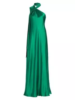 Ushuaia Satin Tieneck Gown in Paris Green