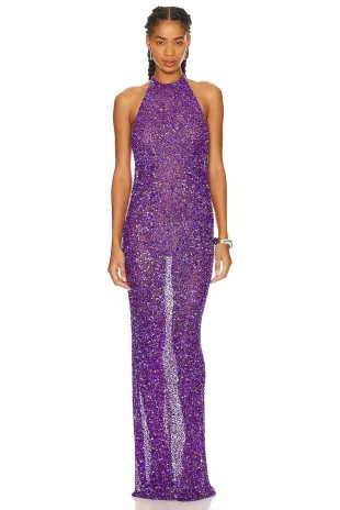 Retrofete Clarisse Maxi Dress in Amethyst worn by Jenn Tran as seen in The  Bachelorette (S21E05)