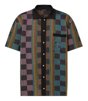 Multicolor Allover Large Damier Knit Shirt