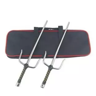 Cylinder Metal Martial Arts Sai & Case (Silver, 19")