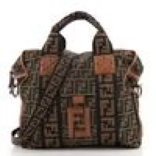 Vintage Ff Convertible Zip Tote Zucca Bag