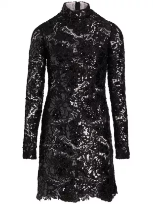 Sequinned Macramé Mini Dress