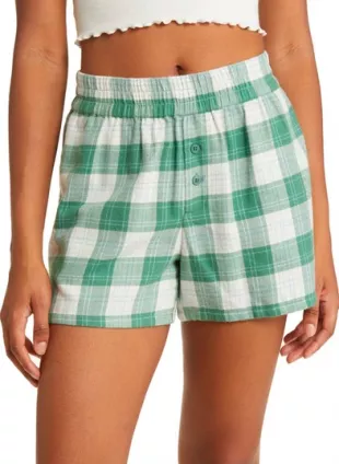 BP. - Flannel Pajama Shorts In Green Frances Plaid