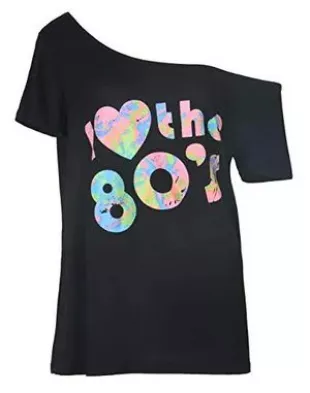 I Love The 80's Off The Shoulder Tops Disco 80s Costumes T Shirts