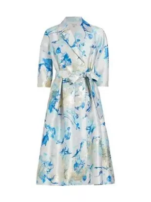 Rickie Freeman - Belted Jacquard Midi-Dress by Teri Jon